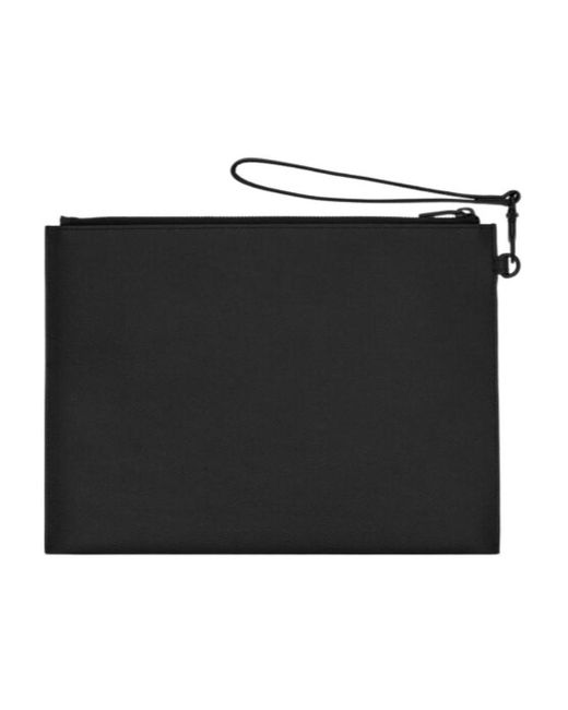 Saint Laurent Black Logo Plaque Zip-Up Clutch Bag for men