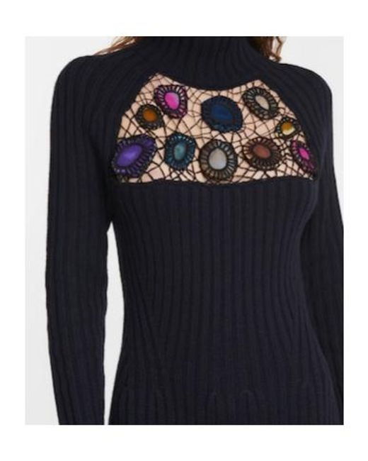 Gabriela Hearst Blue Embellished Cashmere Dress