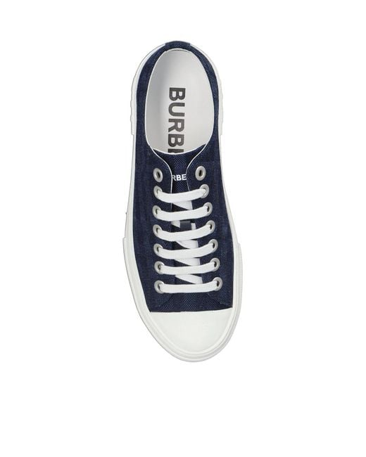 Burberry Blue Checked Low-Top Sneakers