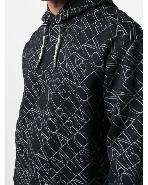 Emporio Armani Gray Logo-Print Hoodie for men