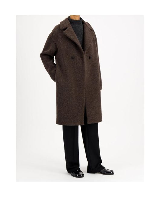 Harris Wharf London Brown Dropped Shoulder Coat Boucle
