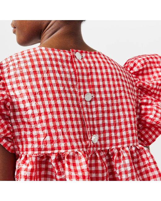 Ganni Red Ruffled Mini Dress