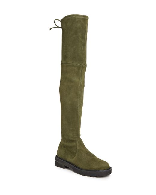 Stuart Weitzman Green Knee-Length Round-Head Boots