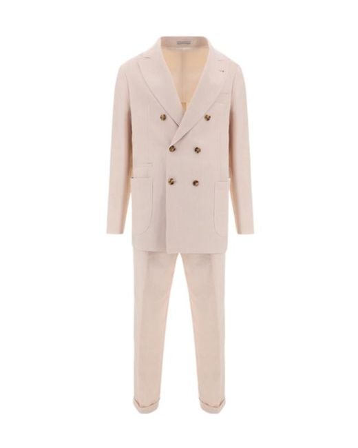 Brunello Cucinelli Natural Double-Breasted Suit for men