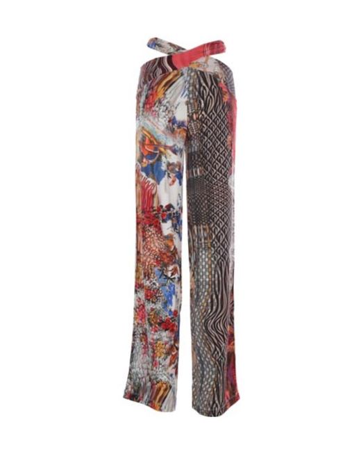 MARINE SERRE Red Graphic-Print High-Waisted Trousers