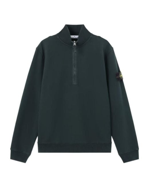 Stone Island Green Regular-Fit Half-Zip Sweatshirt With Ribbed Inserts for men