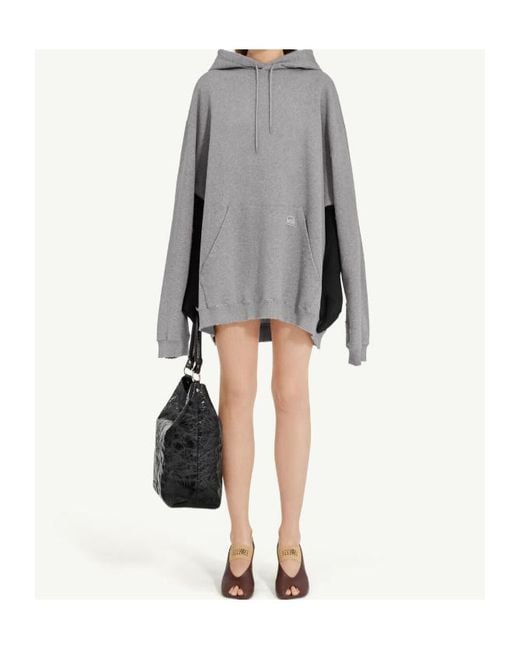 MM6 by Maison Margiela Gray Tie Detailed Hooded Mini Dress