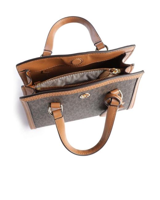 MICHAEL Michael Kors Brown Michael Kors Logo Plaque Chain-Linked Tote Bag