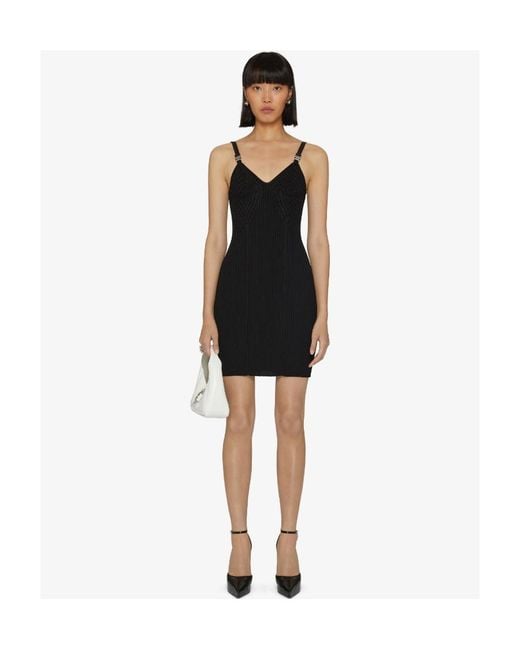 Givenchy Black 4G Buckle Straps Knitted Mini Dress