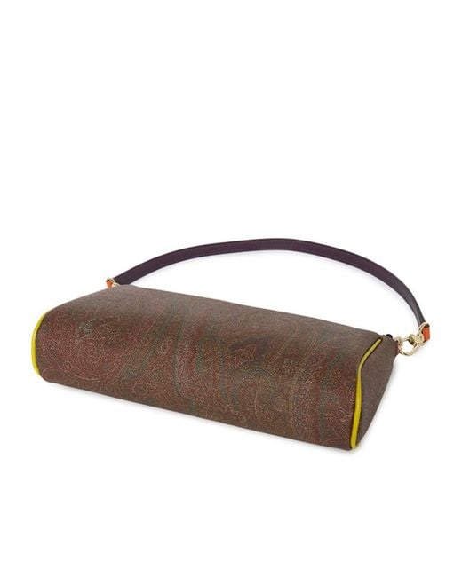 Etro Brown Mini Paisley Contrast-Trim Clutch Bag