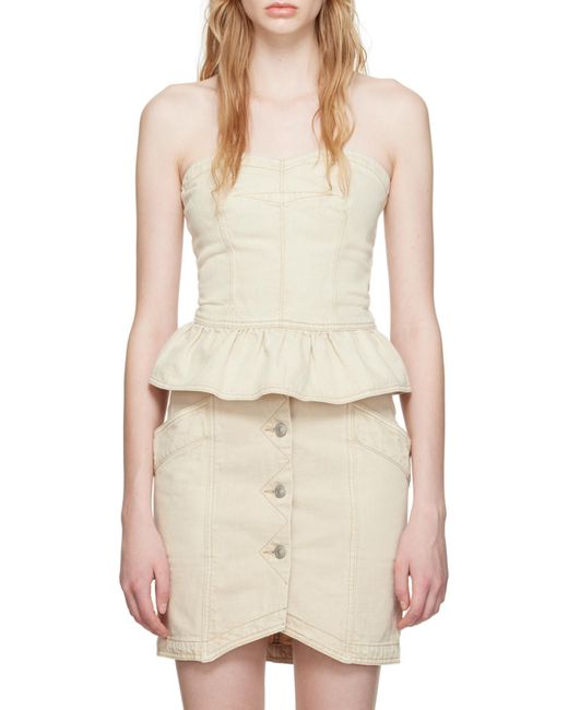 Isabel Marant Natural Strapless Denim Top