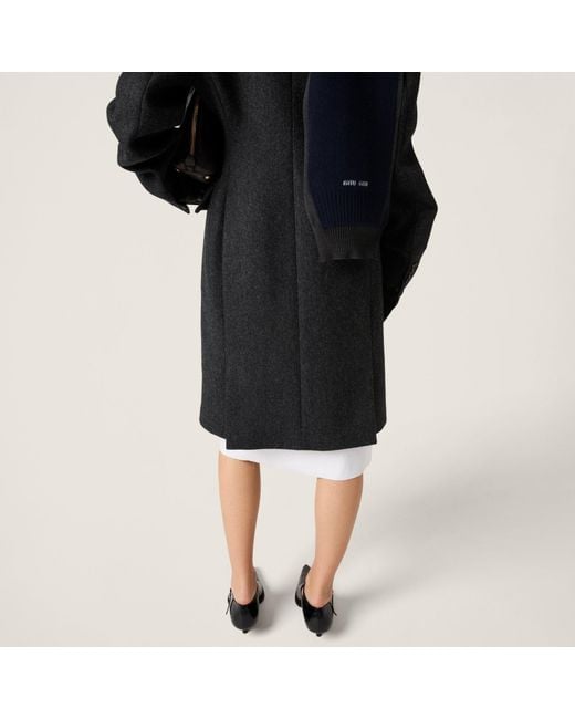 Miu Miu Black Single-Breasted Double Wool Coat