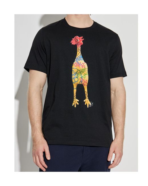 Paul Smith Black Ps Paul Smith Rubber Chicken Print T-Shirt for men