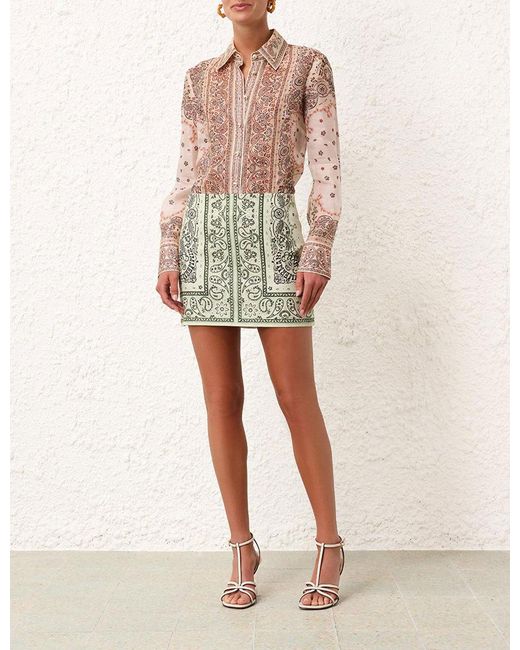 Zimmermann Metallic Printed Skirt