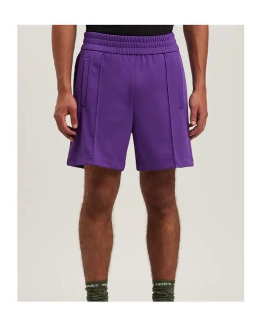 Palm Angels Purple Back Curved Logo Track Shorts for men