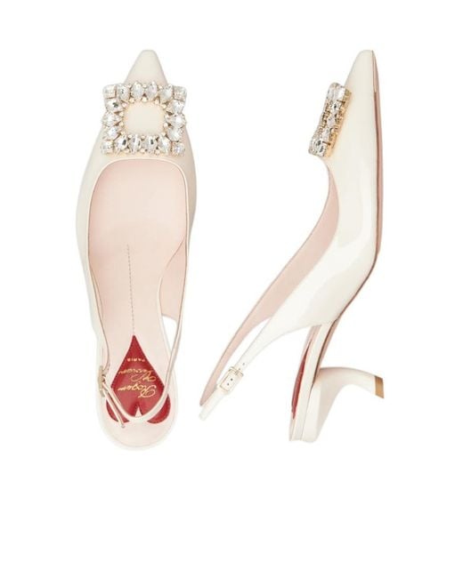 Roger Vivier Natural Virgule Strass Buckle Slingback Pumps