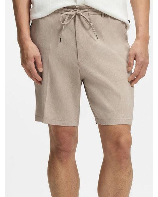 Boss Natural Drawstring Elastic-Waistband Shorts for men