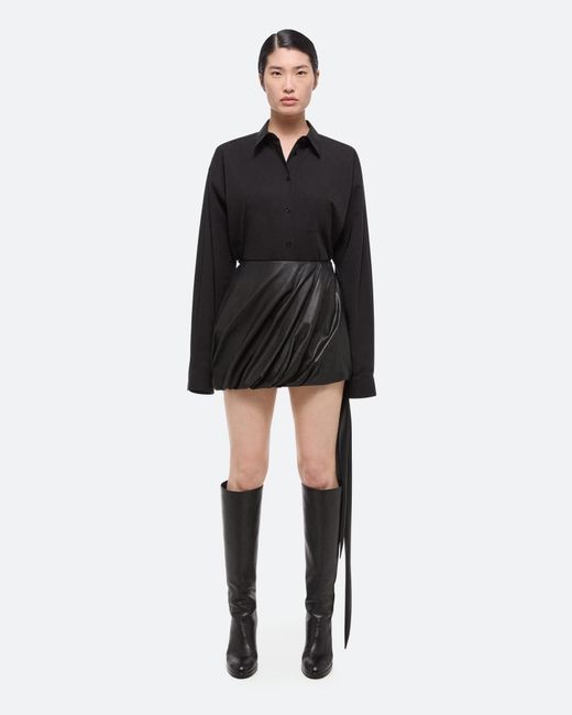Helmut Lang Black Bubble Leather Miniskirt