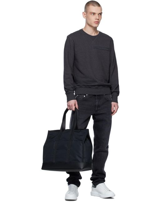 Alexander McQueen Black Logo Band Tote Bag for men