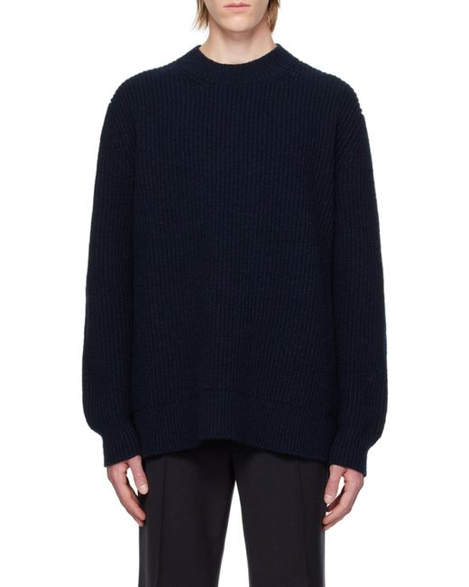 Maison Margiela Blue High-Neck Long-Sleeved Knitted Pullover for men