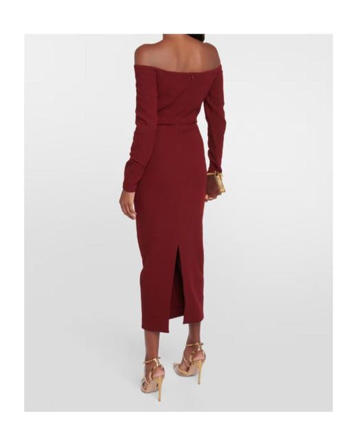 Roland Mouret Red Off-Shoulder Midi Dress
