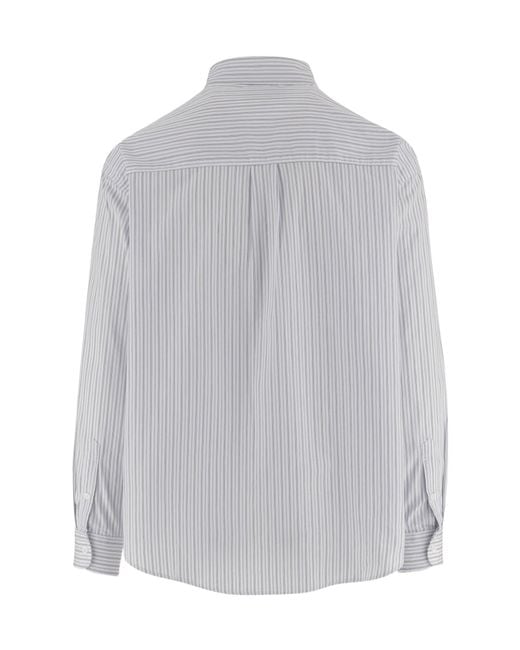 Carhartt Gray Keene Striped Cotton-Poplin Shirt for men