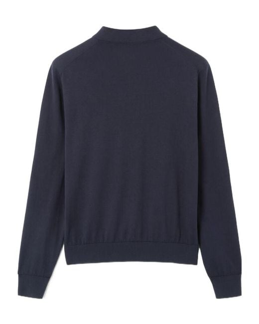 Loro Piana Blue Ice Wish Straight Hem Knitted Polo Shirt for men