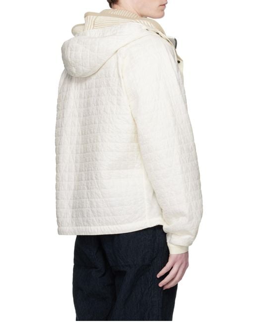 Stone Island White Padded Hooded Jacket for men