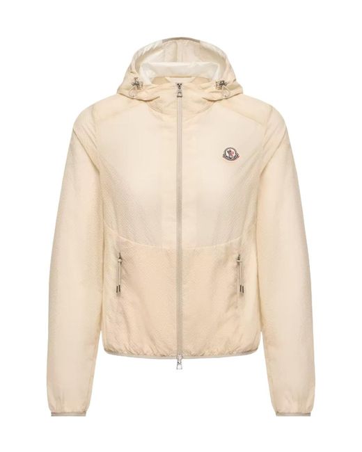 Moncler Natural Zip-Up Hooded Jacket