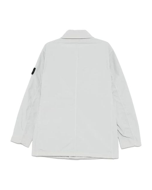 Stone Island White Compass-Badget Jacket for men