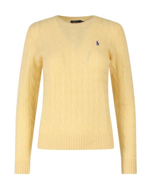 Polo Ralph Lauren Yellow Julianna Polo Pony Cable Knit Jumper