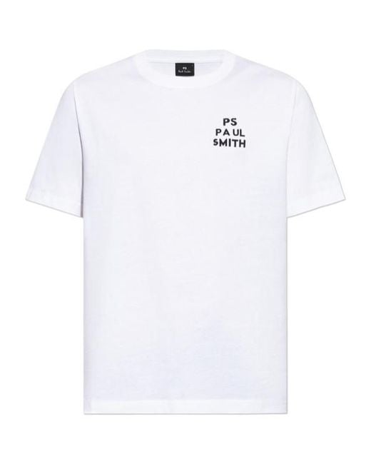 Paul Smith White Ps Paul Smith Logo Print T-Shirt for men
