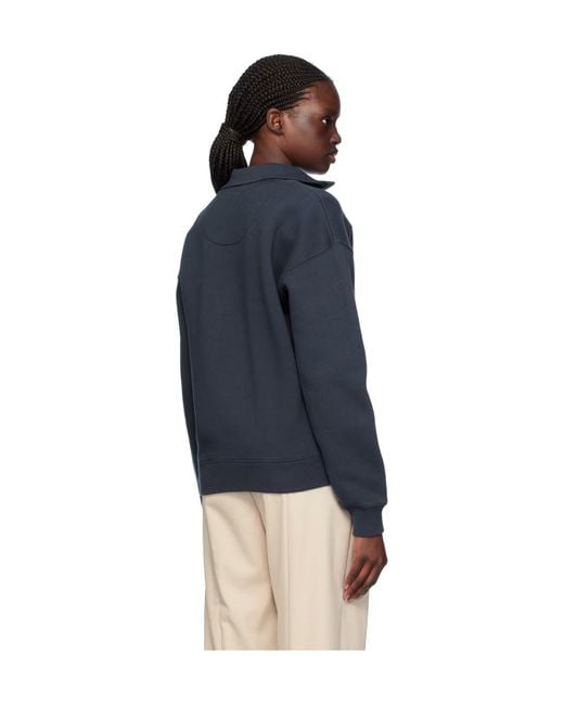 Maison Kitsuné Blue Maison Kitsuné Logo Printed Half-Zip Sweatshirt