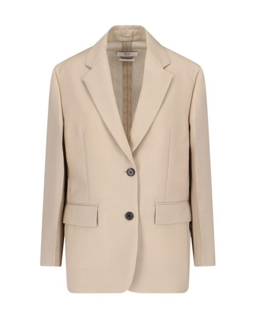 Prada Natural Single-Breasted Jacket