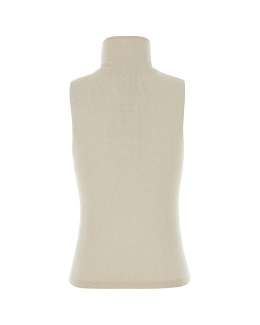 Extreme Cashmere Natural High-Neck Knit Vest