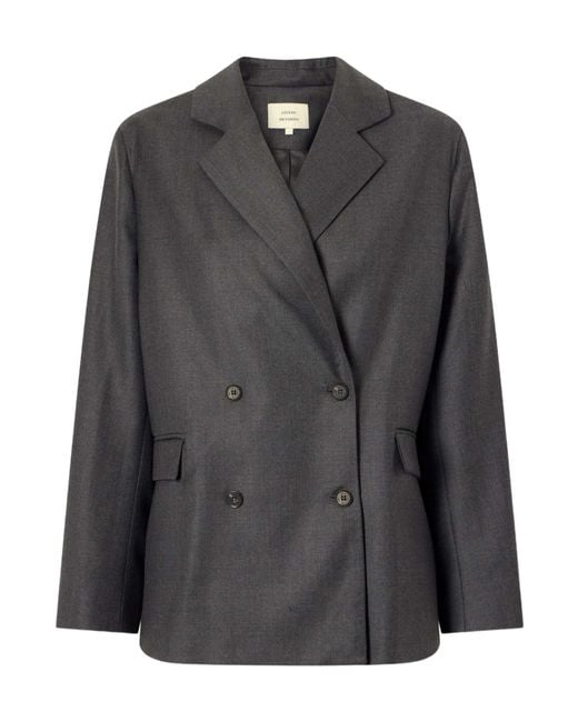 Loulou de Saison Black Donau Double-Breasted Wool Blazer