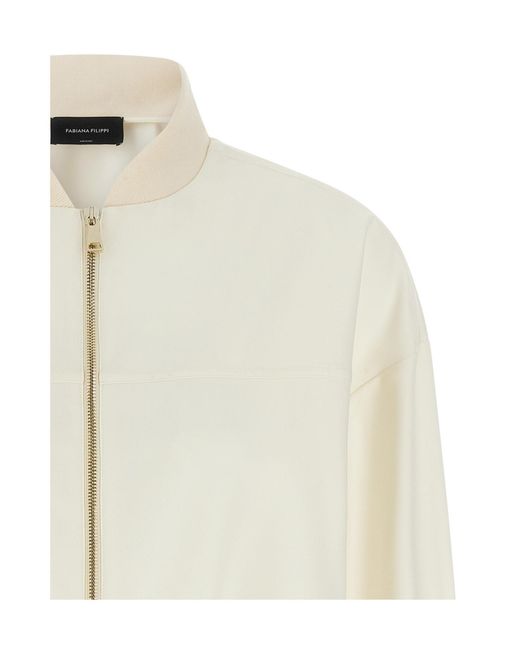 Fabiana Filippi White Lace-Insert Bomber Jacket