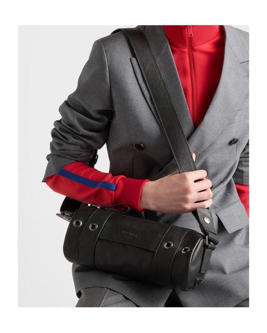Prada Black Leather Shoulder Bag for men