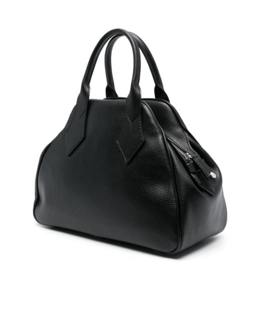 Vivienne Westwood Black Medium Yasmine Orb Plaque Tote Bag
