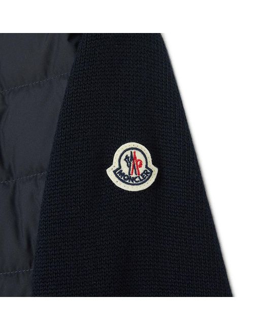 Moncler Blue Quilted Panel Zip Cardigan