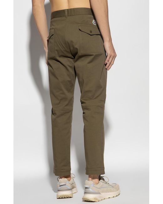 Moncler Green Logo Patch Cropped Cargo Pants for men