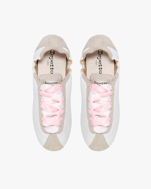 Repetto White Silk Tennis Low-Top Sneakers