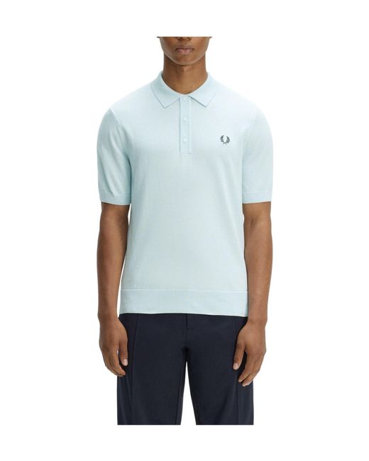 Fred Perry Blue Solid Color Polo Shirt for men