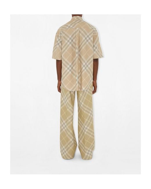 Burberry Natural Checkered Straight Hem Button-Down Shirt for men