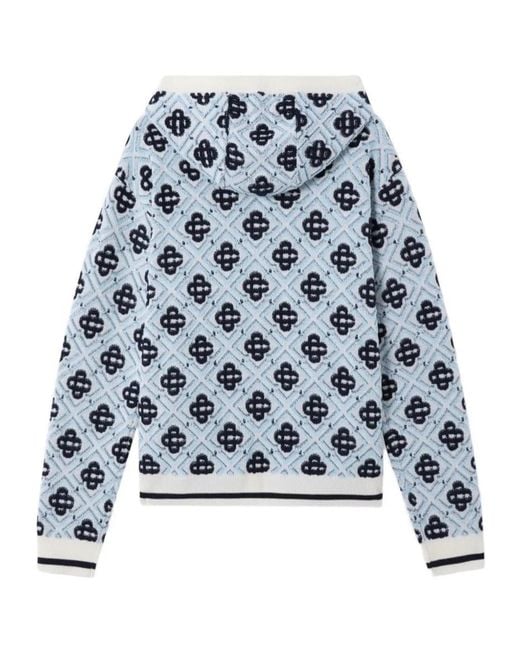Casablanca Blue Monogram Zip Hooded Cardigan for men