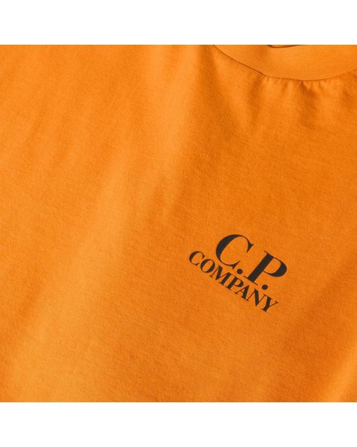 C P Company Orange Logo Crew Neck T-Shirt for men