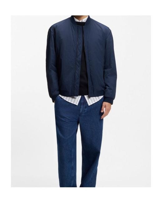Boss Blue Water-Repellent Bomber Jacket for men