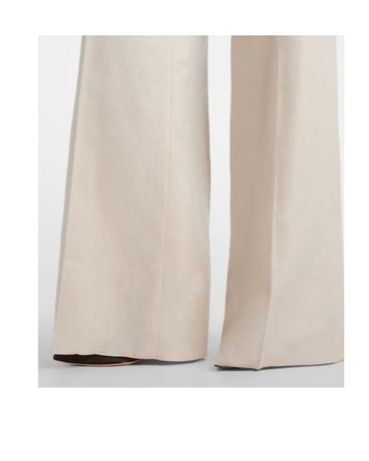 Max Mara White Badesse High-Rise Linen Wide-Leg Pants