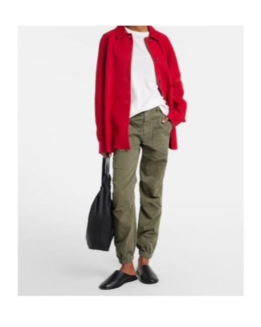 Nili Lotan Green Utility Cotton Tapered Pants
