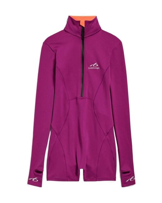 Balenciaga Purple Logo Printed Jumpsuit